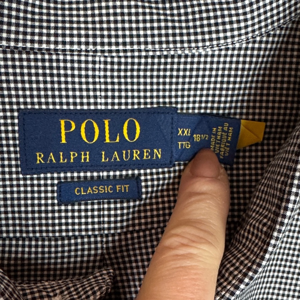 Ralph Lauren Men's Black and White Microcheck Button-Down Shirt sz XXL - Picture 3 of 11